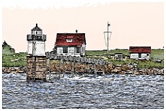 Ram Island Lighthouse on Stormy Day - Digital Painting